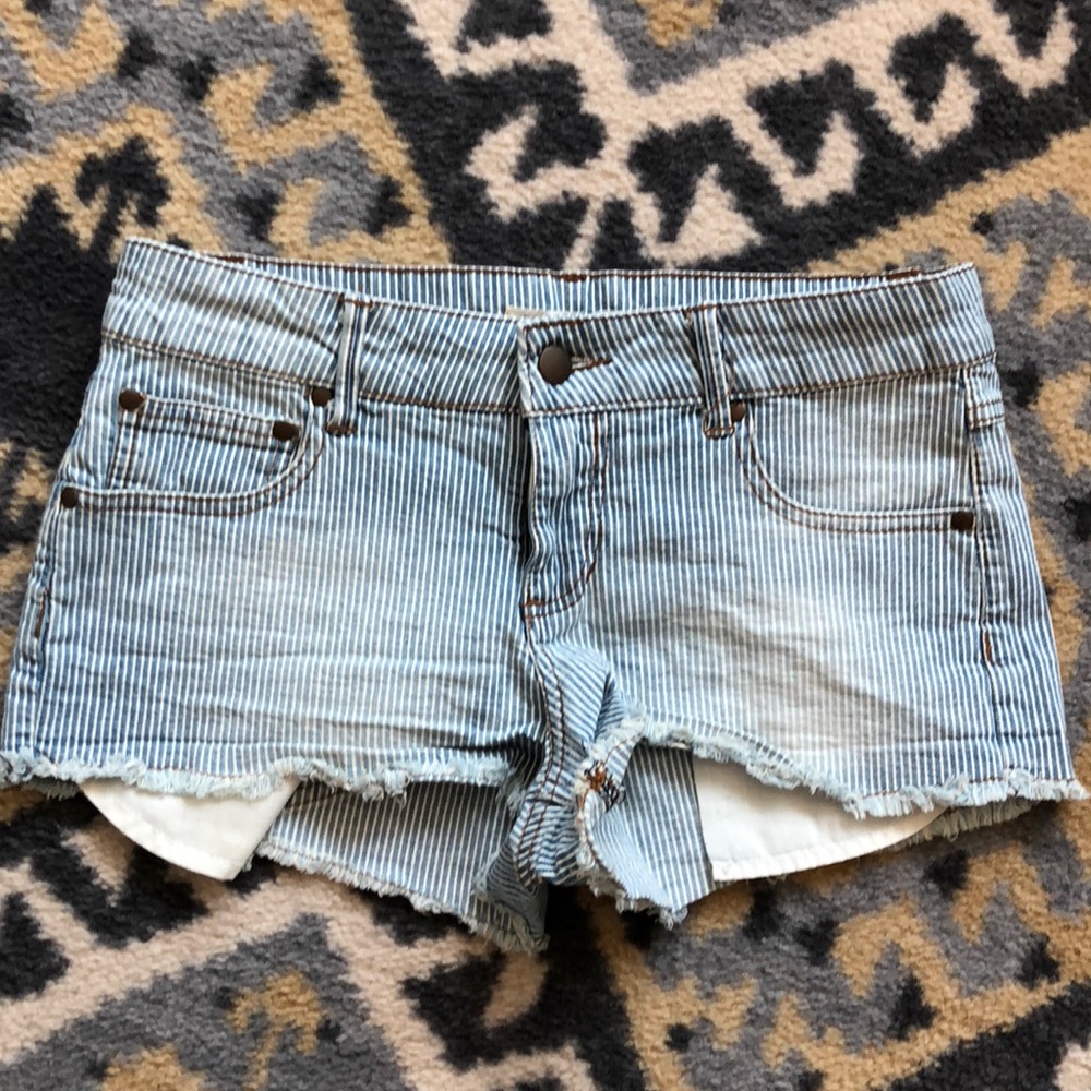Seersucker Jean Shorts, Sz 27